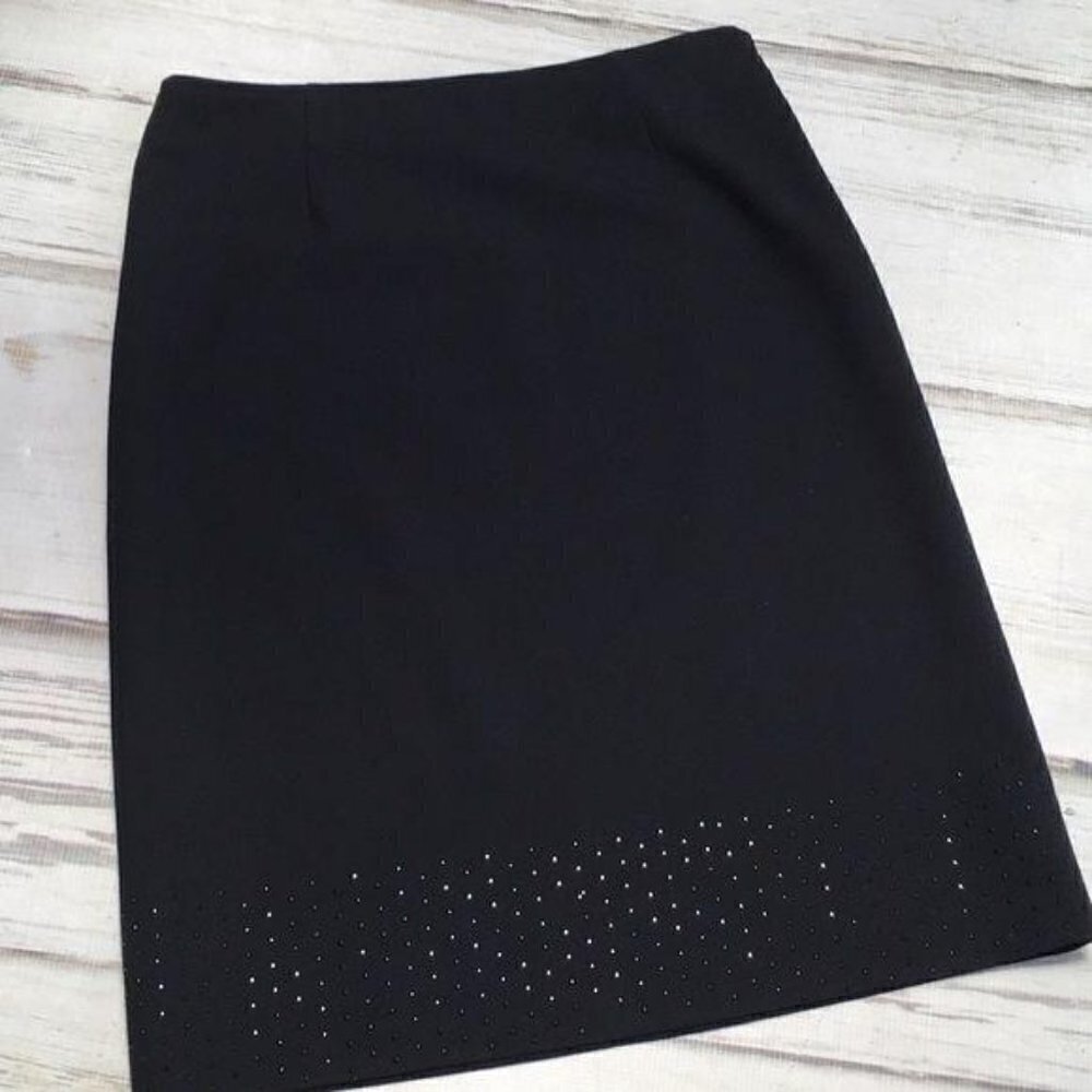 Moschino Skirt Italy Black Pencil Straight Wool Rhinestone Straight 10
